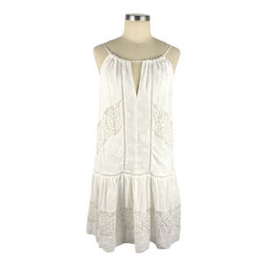 ❤️‍🔥HP❤️‍🔥 CHELSEA28 White Shift Mini Dress Lace Cutout Size Medium